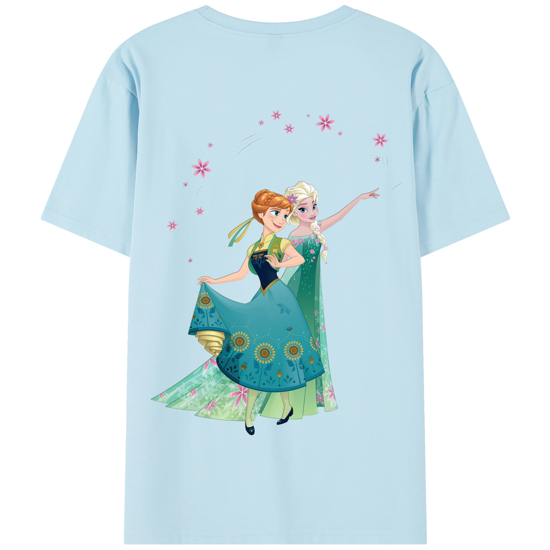 （画像用） アナと雪の女王 アンナ エルサ Frozen Anna Elsa 綿100％半袖Tシャツ（背面プリント）